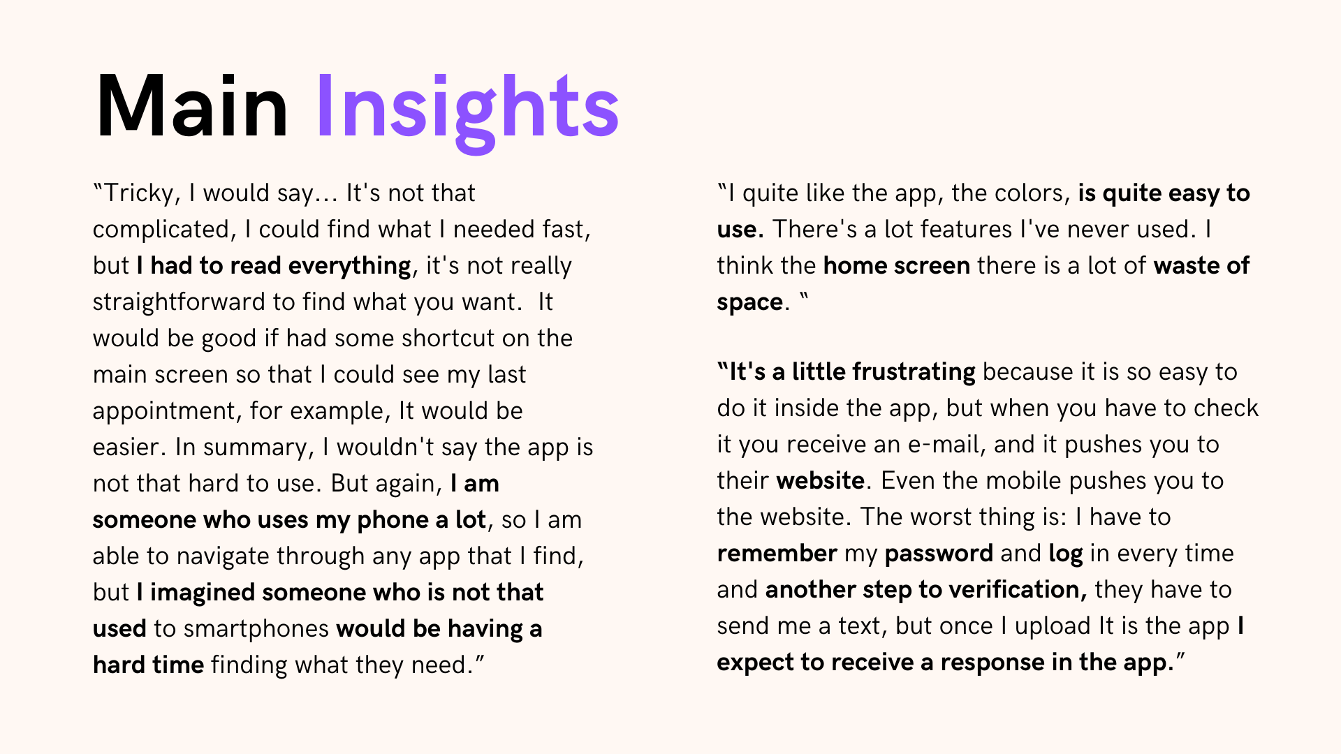 Case Study - VHI App - Usability Testing Main Insights