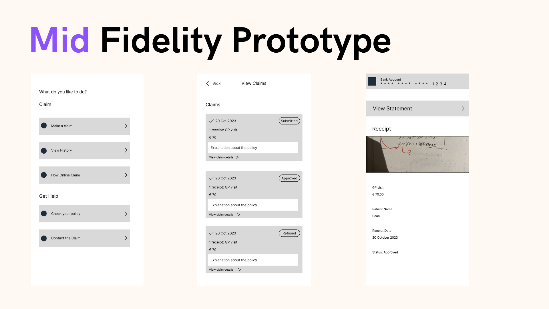 Case Study - VHI App - Mid-Fidelity Prototype