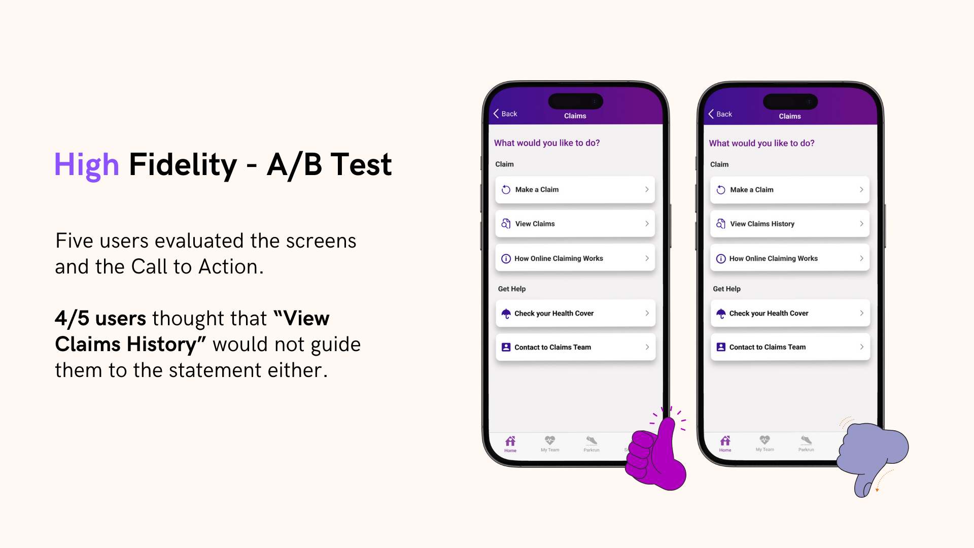 Case Study - VHI App - High-Fidelity - A/B Test