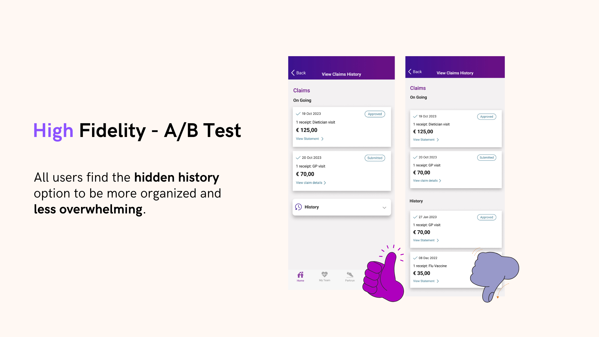 Case Study - VHI App - High-Fidelity - A/B Test