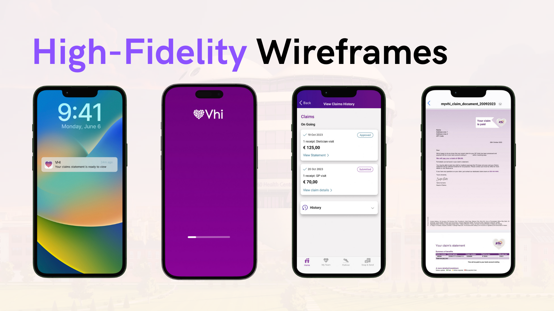 Case Study - VHI App - High-Fidelity - Wireframes